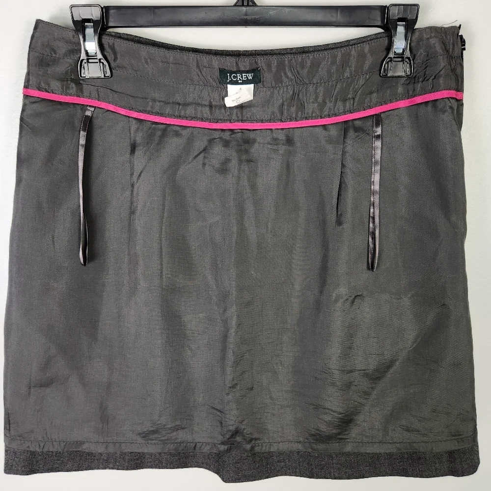 J. Crew Size 4 Shirred Wool Skirt Charcoal Gray A-Line Above Knee Pockets‎ #650